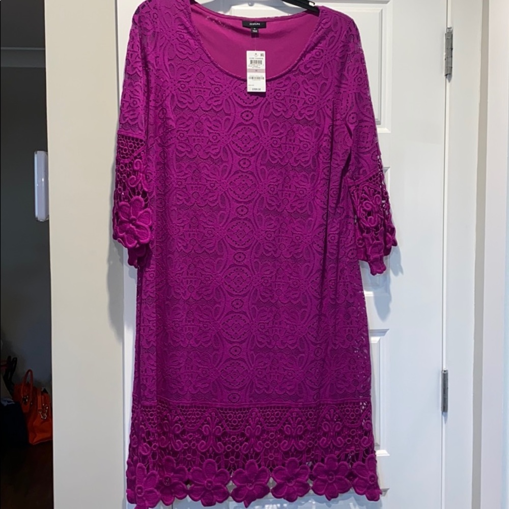 NWT Alfani Plus Size Crochet-Trim Illusion Dress